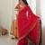 Red silk blend sequins work embroidered saree