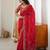 Red silk blend sequins work embroidered saree