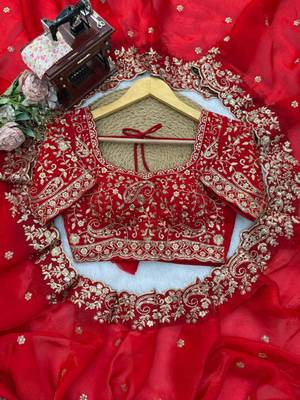 Red silk blend sequins work embroidered saree 5