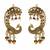 Gold plated ruby red peacock motif statement earrings