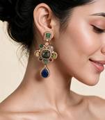 Multicolor semi precious stone statement drop earrings