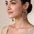 Gold plated multicolor peacock motif statement earrings