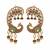 Gold plated multicolor peacock motif statement earrings