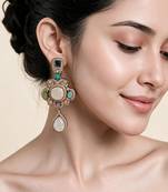 Gold plated multicolor semi precious stones statement drop earrings