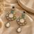 Gold plated multicolor semi precious stones statement drop earrings