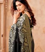 Black silk blend zari woven woven saree