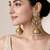 Gold plated kundan pearl jhumka earrings
