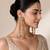 Gold plated sage green kundan chain drop statement earrings