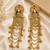 Gold plated sage green kundan chain drop statement earrings