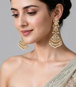 Gold plated jadau pearl statement earrings