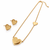 Anti-Tarnish Golden Heart Charm Necklace Set with Earrings