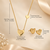 Anti-Tarnish Golden Heart Charm Necklace Set with Earrings