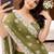 Olive silk blend sequins work embroidered saree