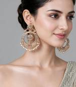 Gold plated multicolor jadau pearl hoop statement earrings