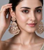Gold plated jadau pearl embellished statement earrings