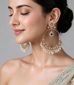 Gold plated multicolor jadau pearl hoop earrings