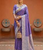 Lavender silk blend banarasi silk woven saree
