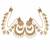 Gold plated pearl kundan chandbali earrings with ear chains