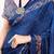 Navy-blue silk blend block print printed saree