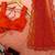Orange net sequins work embroidered saree