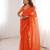 Orange net sequins work embroidered saree
