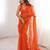 Orange net sequins work embroidered saree