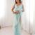 Light-blue net sequins work embroidered saree