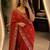 Red georgette sequins work embroidered saree