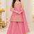 Pink silver embroidered sleeveless kurti palazzo set with dupatta for girls
