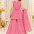 Pink silver embroidered sleeveless kurti palazzo set with dupatta for girls