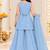 Pastel blue silver embroidered sleeveless kurti palazzo set with dupatta for girls
