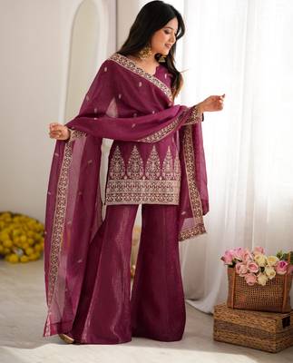 Burgandy Color Designer Kurti Suit Set With Dupatta Wedding Wear Suit Set  2