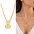 Anti-Tarnish Golden Elegance Charm Neck Chain with Sparkling Crystal Bar and Textured Pendant