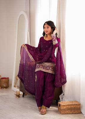 Wine Color Designer Salwar Suit With Dupatta New Design Farshi Salwar 1