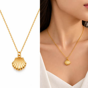 Anti-Tarnish Golden Seashell Charm Neck Chain – Elegant Ocean-Inspired Pendant Jewellery 1
