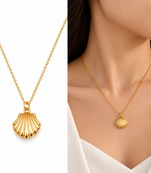 Anti-Tarnish Golden Seashell Charm Neck Chain – Elegant Ocean-Inspired Pendant Jewellery