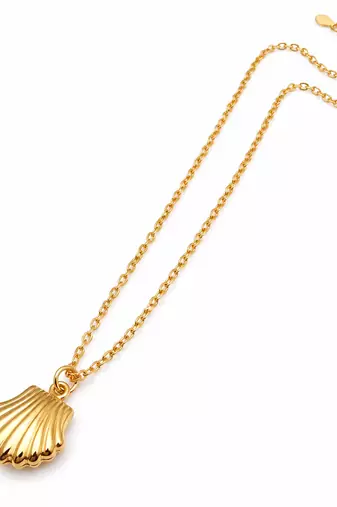 Anti-Tarnish Golden Seashell Charm Neck Chain – Elegant Ocean-Inspired Pendant Jewellery