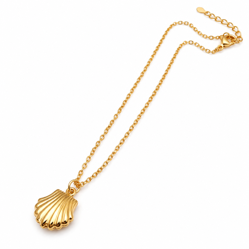 Anti-Tarnish Golden Seashell Charm Neck Chain – Elegant Ocean-Inspired Pendant Jewellery