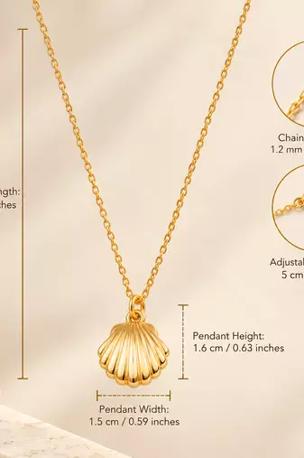 Anti-Tarnish Golden Seashell Charm Neck Chain – Elegant Ocean-Inspired Pendant Jewellery