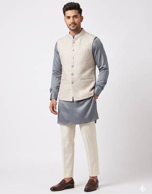A loyal white cutdana embroidered nehru jacket 1