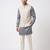 A loyal white cutdana embroidered nehru jacket