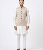 A loyal premium floral embroidered art silk nehru jacket with resham and sequin work