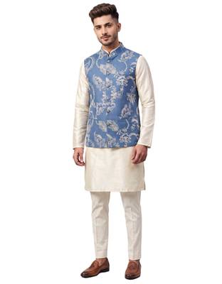 A loyal premium floral embroidered art silk nehru jacket with resham and sequin work 2