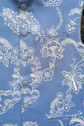 A loyal premium floral embroidered art silk nehru jacket with resham and sequin work
