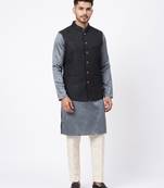 A loyal textured art silk sequin & chevron embroidered bandhgala festive nehru jacket for men