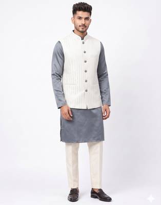 A loyal textured art silk sequin & chevron embroidered bandhgala festive nehru jacket for men 2