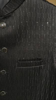 A loyal textured art silk sequin & chevron embroidered bandhgala festive nehru jacket for men 3