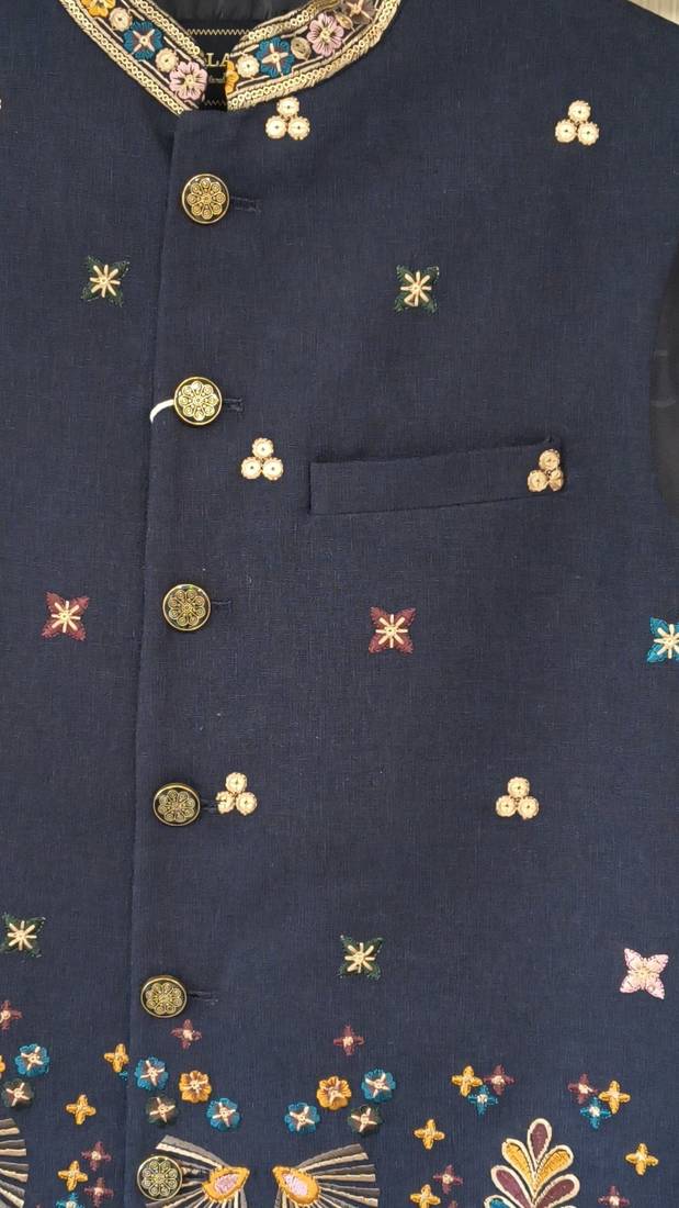 A loyal premium resham embroidered art silk nehru jacket / ethnic koti for men - wedding & festive wear