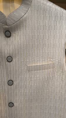 A loyal textured art silk sequin & chevron embroidered bandhgala festive nehru jacket for men 4