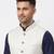  a loyal white self-woven sequin art silk sleeveless mandarin collar men's nehru jacket